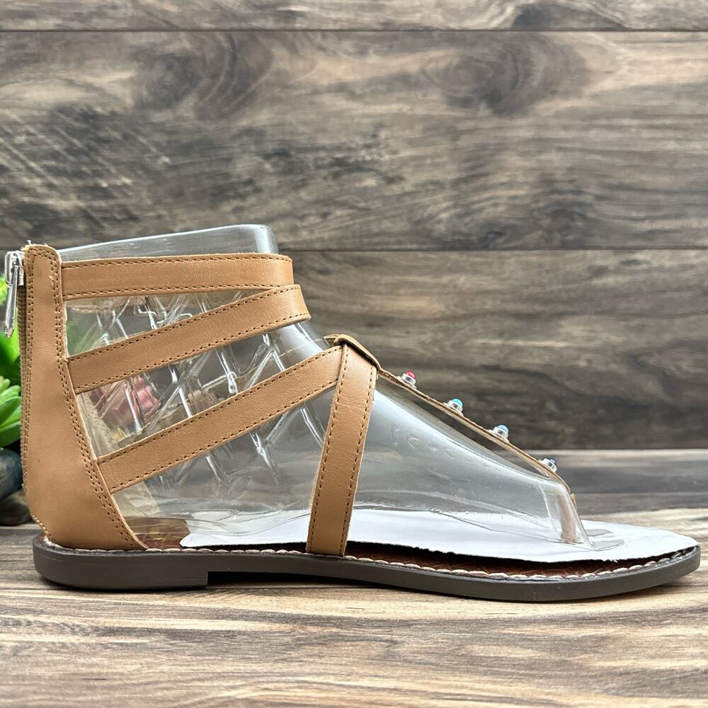 NIB Sam Edelman 9M Camel Genevive Leather Studded Strappy Gladiator Sandals - Picture 8 of 12